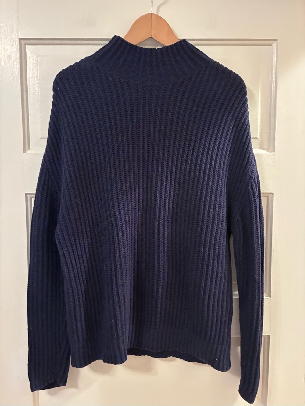 GAP Navy Ribbed Mock Turtleneck Sweater Men’s Large 100% Cotton